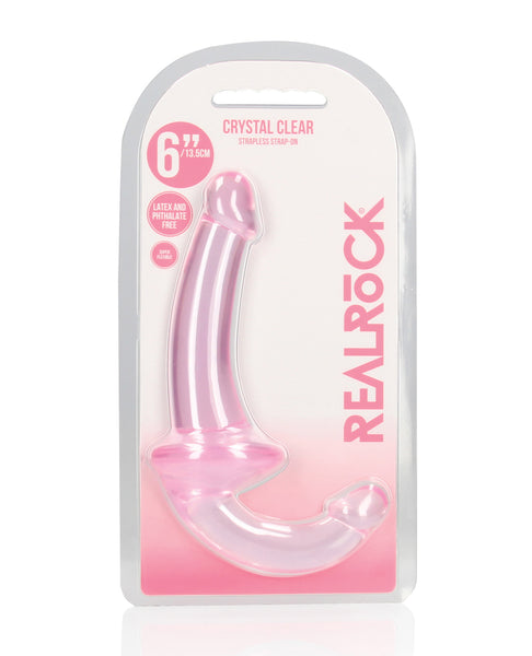 Shots RealRock Crystal Clear 6" Strapless Strap-On - Pink
