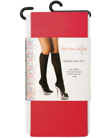Opaque Knee Highs Red O/S