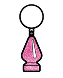 Wood Rocket Butt Plug Keychain - Pink Glitter