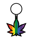 Wood Rocket Rainbow Leaf Keychain - Rainbow