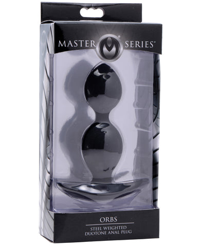 Master Series Orbs Steel Weighted Duotone Anal Plug - Black