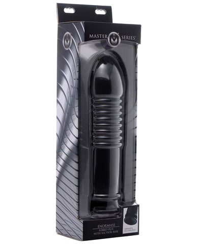 Master Series Enormass Ribbed Plug w/Suction Base - Black