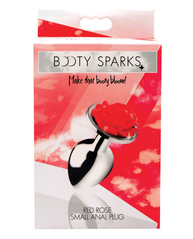 BootySparks Red Rose Anal Plug Small - Silver
