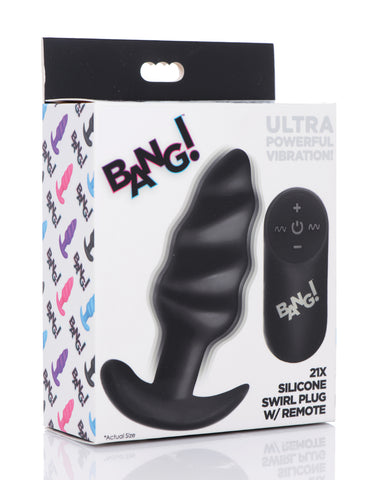 Bang! Vibrating Butt Plug w/Remote Control - Black